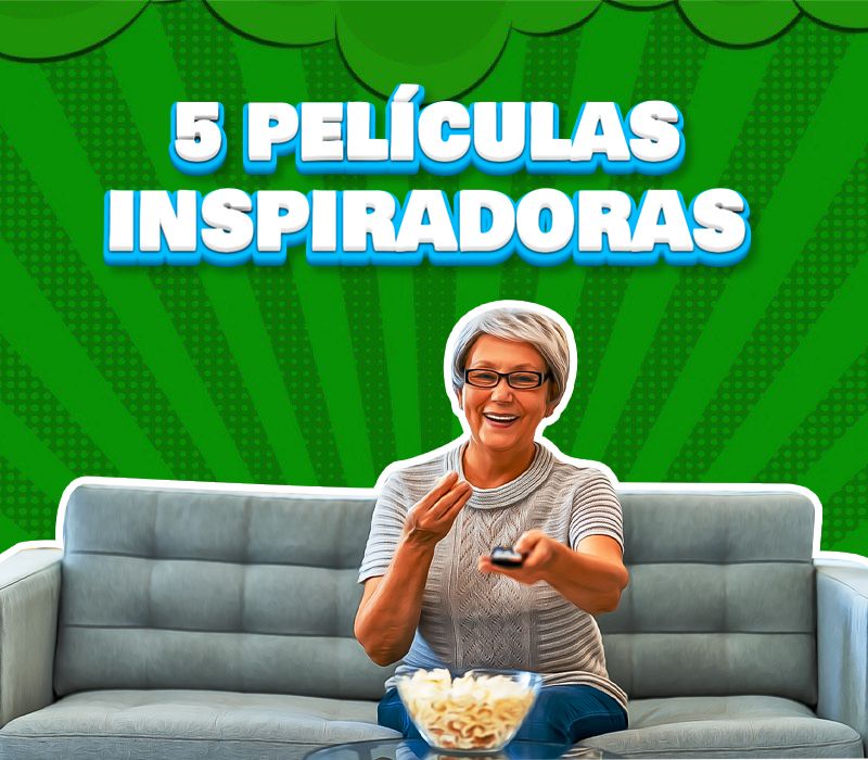 Mujer adulta viendo películas inspiradoras en casa