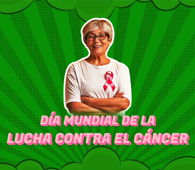 Adulto mayor conmemorando el Día mundial de la lucha contra el cáncer