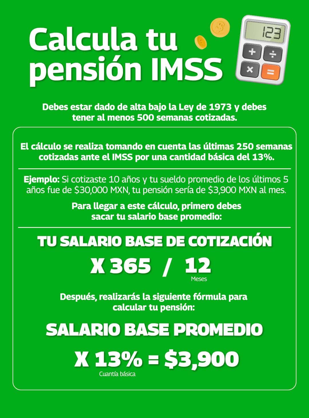 cálculo de pensión imss