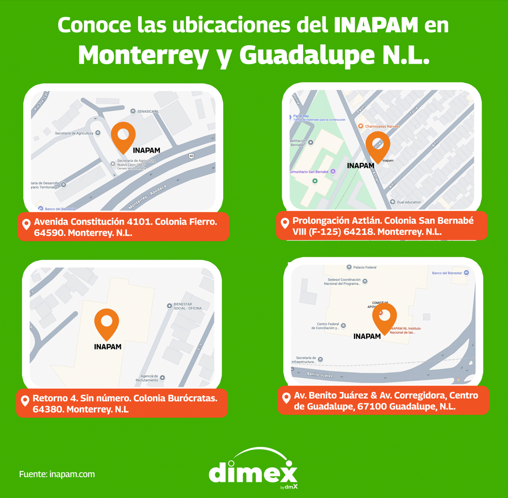 Ubicaciones INAPAM Monterrey
